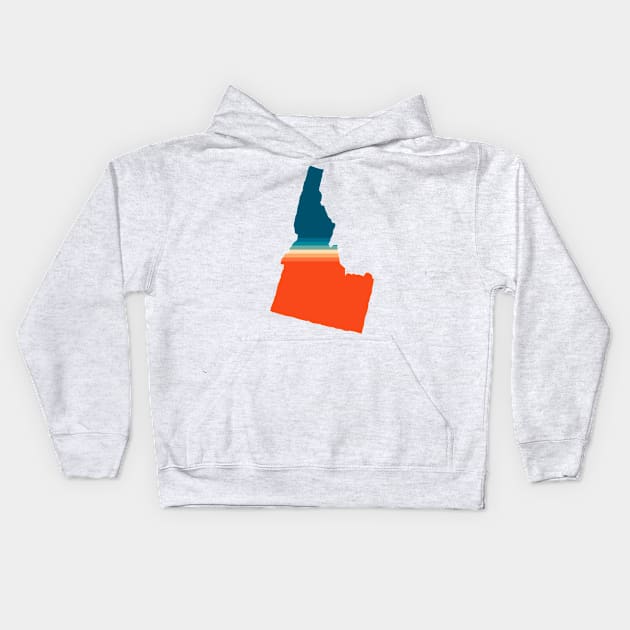 Idaho State Retro Map Kids Hoodie by n23tees